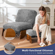 Grey Adjustable Accent Chair Featuring Plush Ottoman