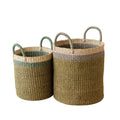 Olive Woven Hemp Floor Basket Set