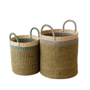 Olive Woven Hemp Floor Basket Set