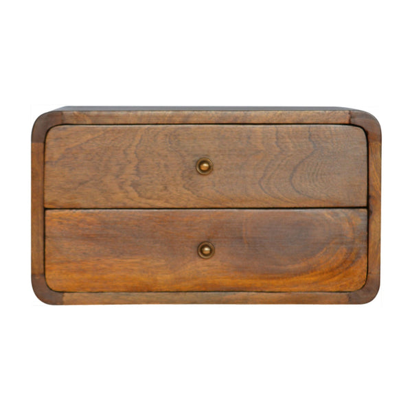 Curved Chestnut Wall-Mounted Nightstand