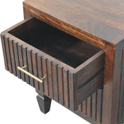 Fluted Mango Wood Two-Drawer Nightstand