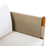Acacia Wood Diamond Rope Club Chair — close-up of label and production detail