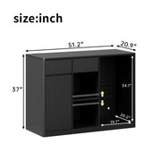 Fluted Bar Cabinet with Fridge Compartment