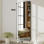 Full-Length Black Aluminum Floor Mirror