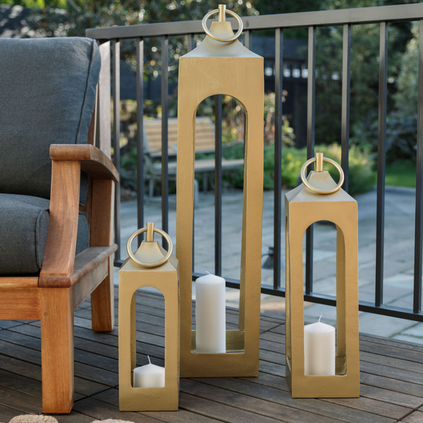 Gold-Finish Aluminum Lantern, Small, Medium or Large