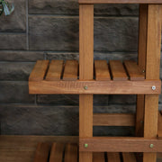 Teak-Finish Meranti Wood Tiered Plant Stand