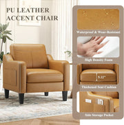 PU Leather Mid-Century Accent Chair