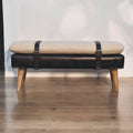 Bouclé Leather Upholstered Bench