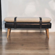 Bouclé Leather Upholstered Bench