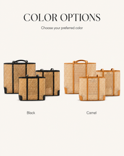 Leather and Rattan Cane Tote Bag