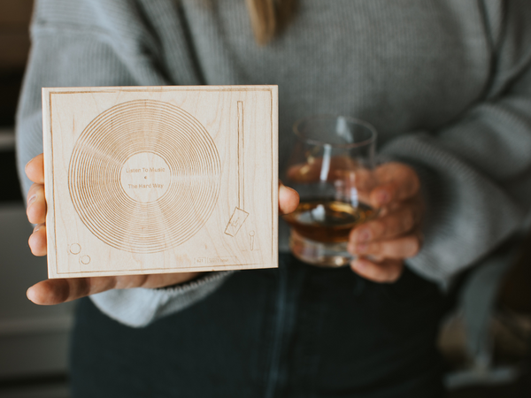 Engraved Wood Turntable Coaster Set