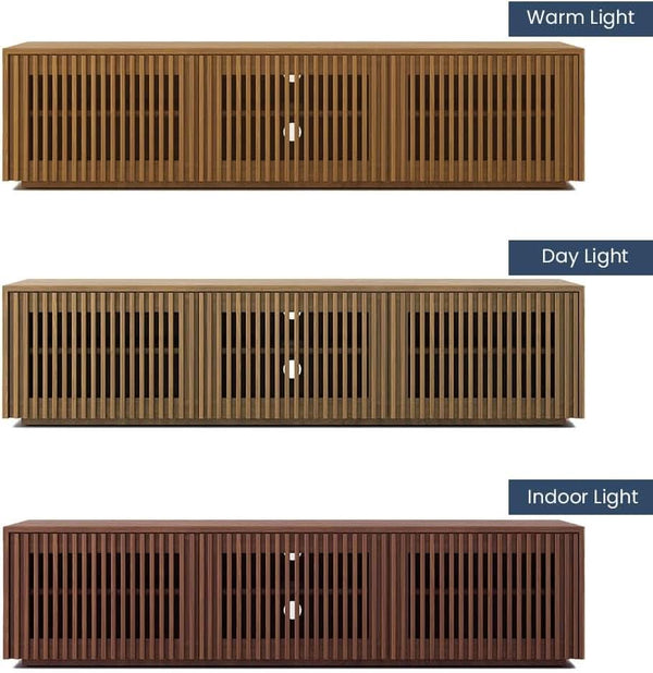 Slatted Wood-Grain Media Console