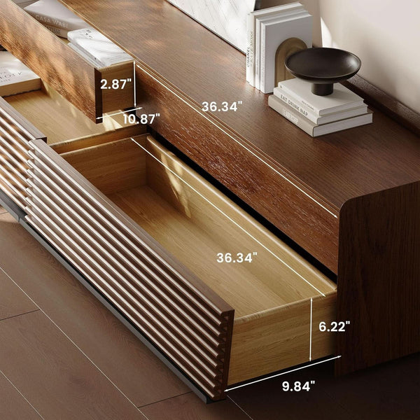 Walnut-Finish Fluted Media Console