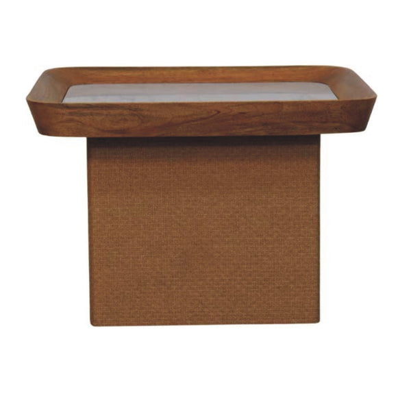 Woven Base Marble Top Coffee Table