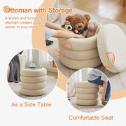 Boucle-Texture Round Storage Ottoman – ottoman (view 4) | Roost & Roam
