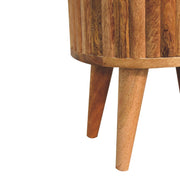 Round Stripe Mango Wood Nightstand