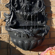 Cast-Stone Finish Lion Head Wall Fountain