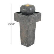 Cement-Finish Column Outdoor Fountain
