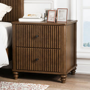 Walnut Fluted Nightstand, 3 Drawers
