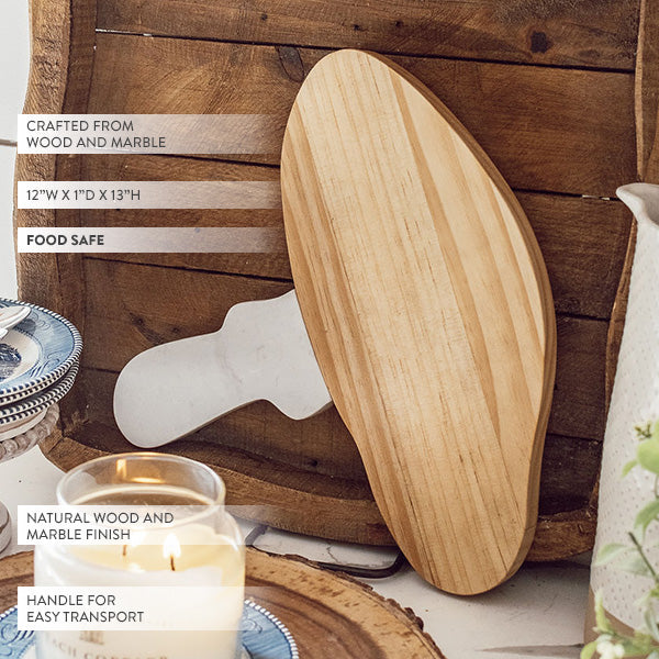 Wood and Marble Mushroom Serving Board