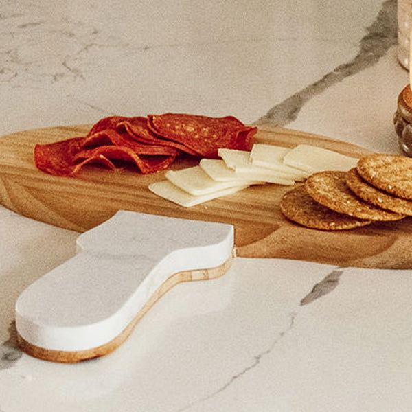Wood and Marble Mushroom Serving Board