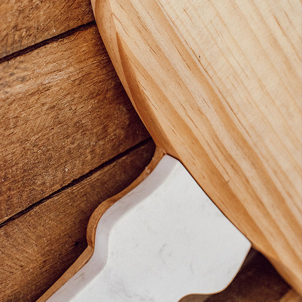 Wood and Marble Mushroom Serving Board
