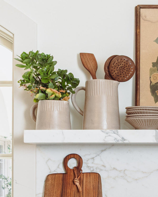 Ridged Ceramic Pitcher
