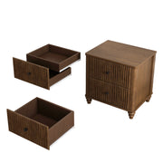 Walnut Fluted Nightstand, 3 Drawers