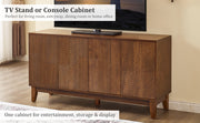 Walnut Finish Geometric 4-Door Sideboard Cabinet, 56 in