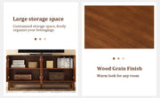 Walnut Finish Geometric 4-Door Sideboard Cabinet, 56 in