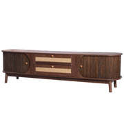 Rattan-Front Fluted Wood TV Stand — alternate view or variant option