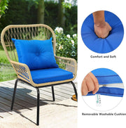 Outdoor Wicker Patio Bistro Set 3 Piece With Glass Table