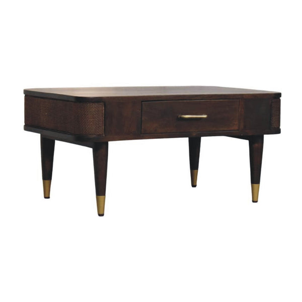 Mango Wood Rattan Coffee Table