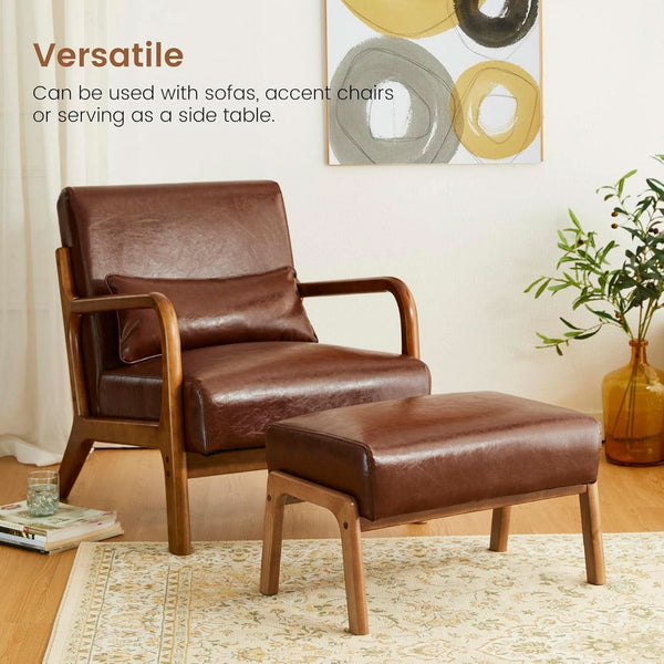 Faux Leather Walnut-Finish Ottoman Bench – ottoman (view 3) | Roost & Roam