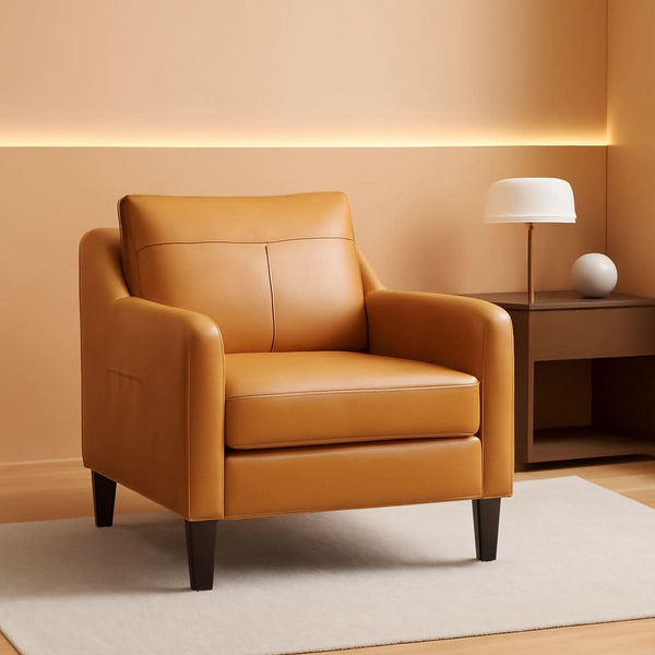 PU Leather Mid-Century Accent Chair