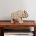 Whitewash Mango Wood Elephant Sculpture
