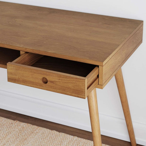 Walnut-Finish Writing Desk With Storage Cubby