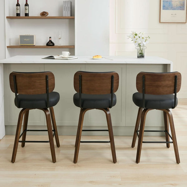 Swivel Vegan Leather Counter Stool Set