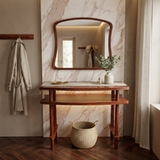 Solid Wood Console Table and Mirror Set