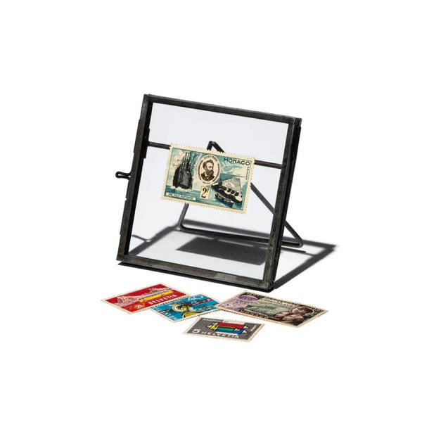 Steel and Glass Double-Sided Photo Frame