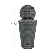 Ribbed Concrete Column Sphere Fountain