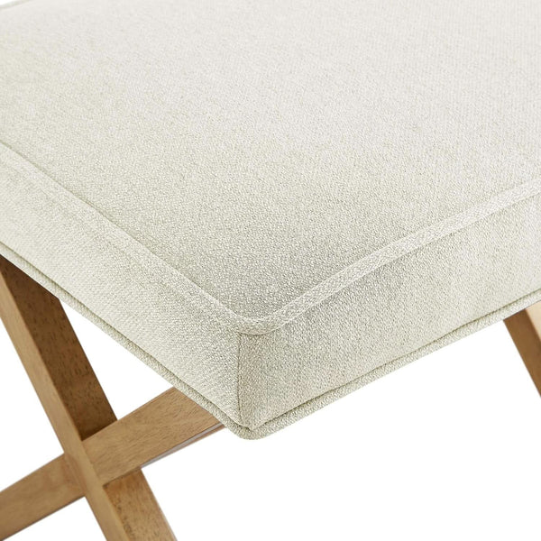 X-Frame Upholstered Ivory Ottoman (view 5) | Roost & Roam