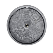 Ridged Concrete-Finish Bowl Fountain — close-up of label and production detail