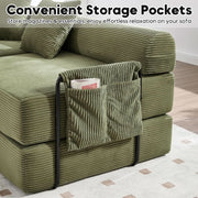 Corduroy Modular Sleeper Sectional Sofa