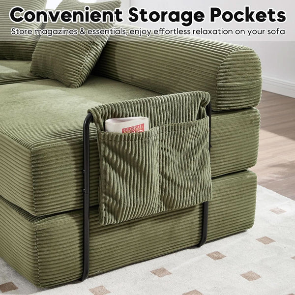 Corduroy Modular Sleeper Sectional Sofa