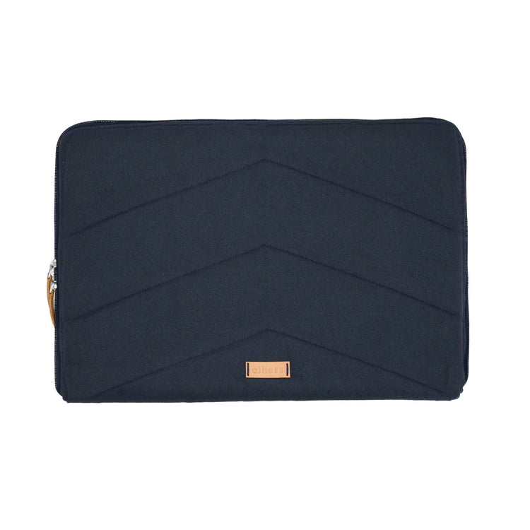 Navy Cotton Quilted Laptop Sleeve