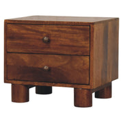 Chestnut Mango Wood Two-Drawer Nightstand