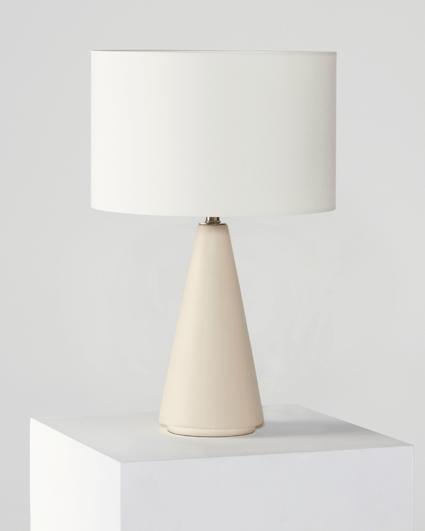Tapered Cement-Finish Table Lamp