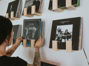 Hardwood Floating Record Display Shelf