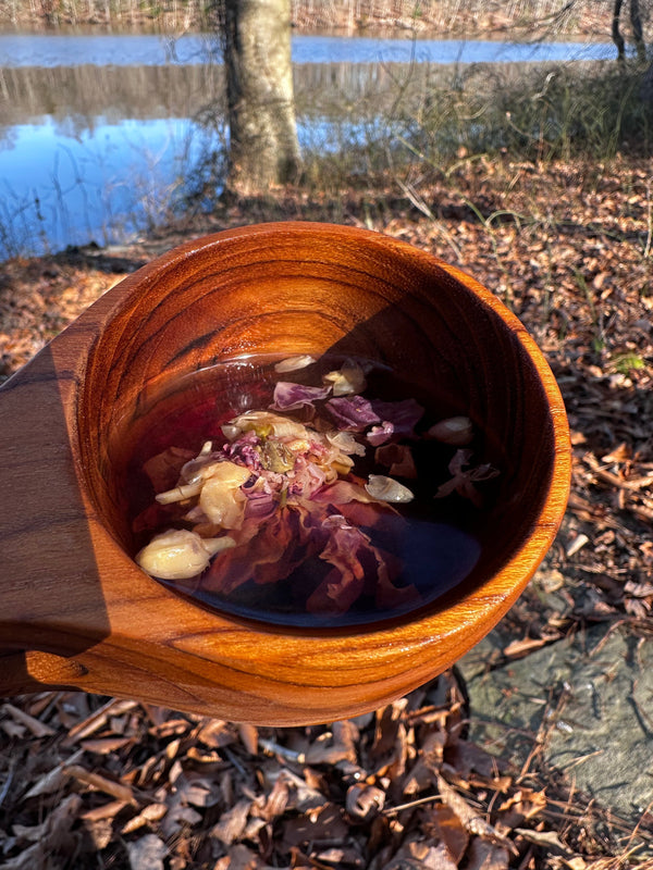 Carved Teak-Grain Wood Kuksa Mug